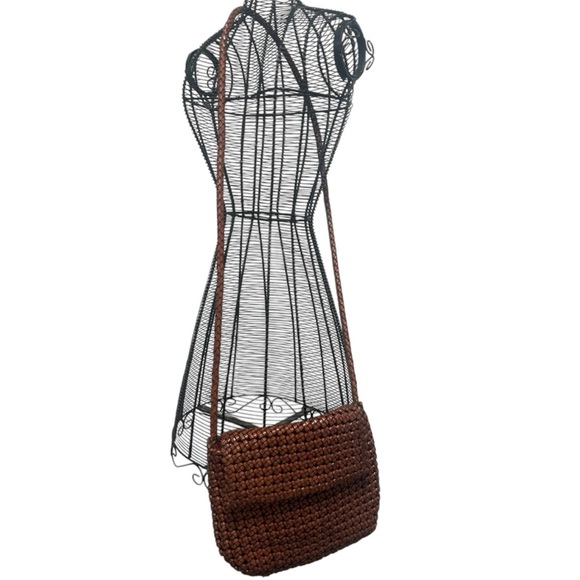 CEE KLEIN ACCESSORIES Leather Woven Boho Crossbody Purse In Copper Brown ✨EUC✨ - Picture 13 of 13